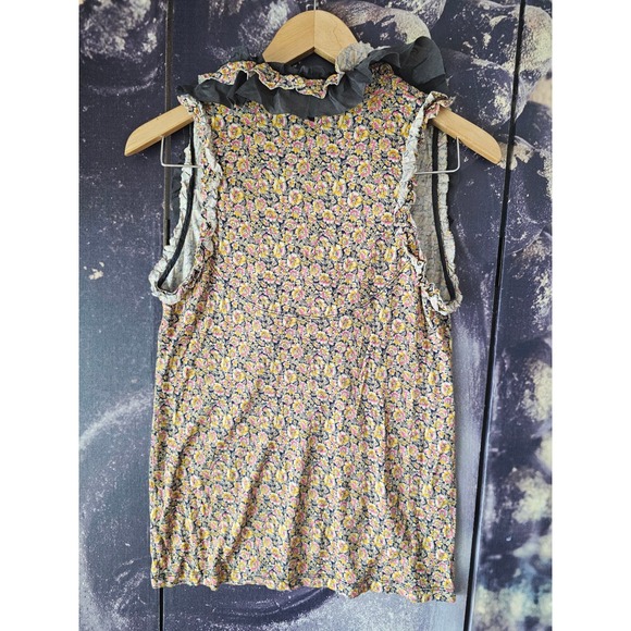 Anthropologie One September Floral Ruffle V Neck Sleeveless Blouse Size Small - Picture 5 of 8